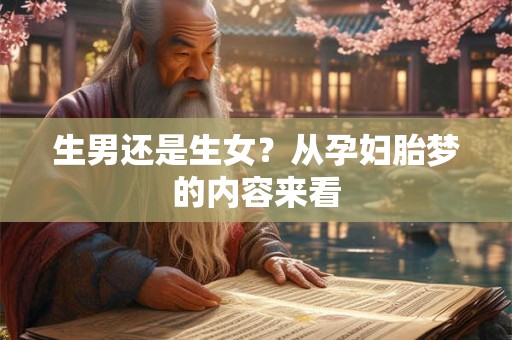 生男还是生女?从孕妇胎梦的内容来看 生男还是生女?从孕妇胎梦的内容来看