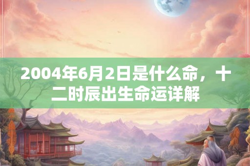 2004年6月2日是什么命，十二时辰出生命运详解