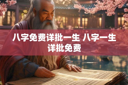 八字免费详批一生 八字一生详批免费