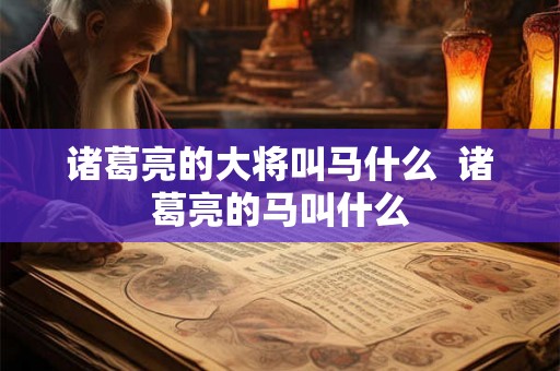 诸葛亮的大将叫马什么  诸葛亮的马叫什么