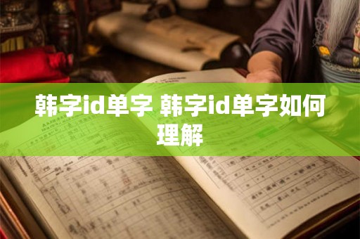 韩字id单字 韩字id单字如何理解
