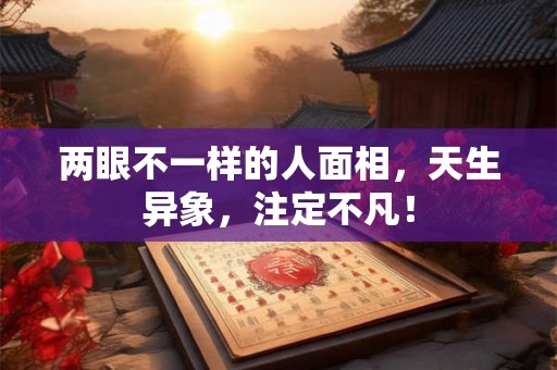 两眼不一样的人面相，天生异象，注定不凡！