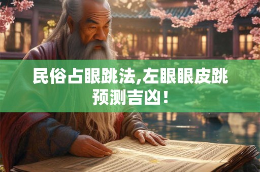 民俗占眼跳法,左眼眼皮跳预测吉凶！