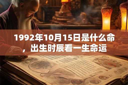1992年10月15日是什么命,出生时辰看一生命运 1992年10月15日是什么命,出生时辰看一生命运