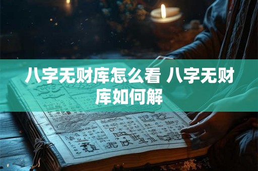 八字无财库怎么看 八字无财库如何解