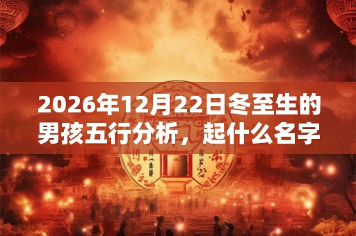 2026年12月22日冬至生的男孩五行分析，起什么名字好？