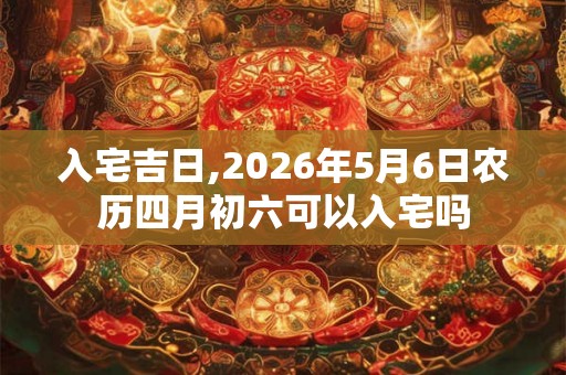 入宅吉日,2026年5月6日农历四月初六可以入宅吗