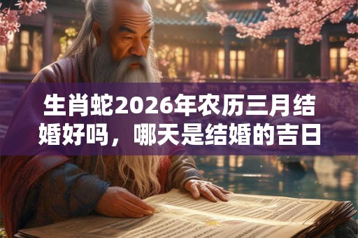 生肖蛇2026年农历三月结婚好吗，哪天是结婚的吉日？
