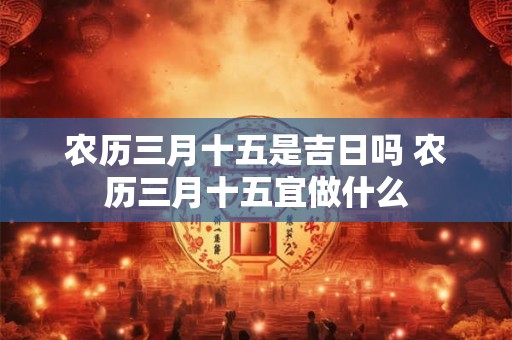 农历三月十五是吉日吗 农历三月十五宜做什么