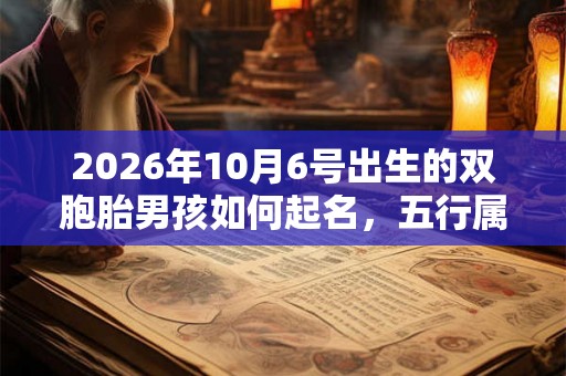 2026年10月6号出生的双胞胎男孩如何起名，五行属什么