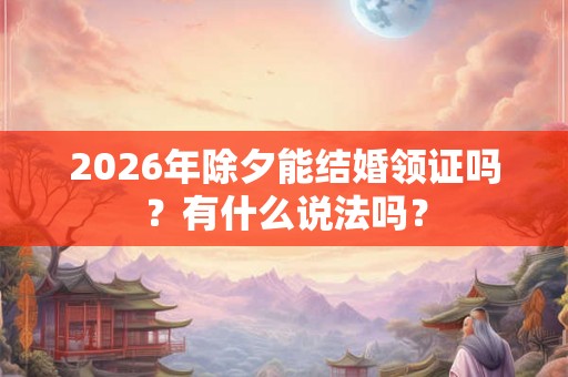 2026年除夕能结婚领证吗？有什么说法吗？