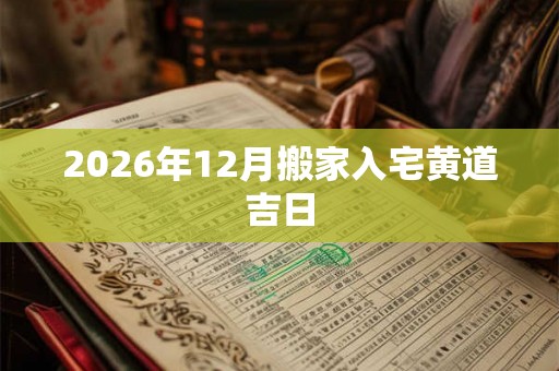2026年12月搬家入宅黄道吉日