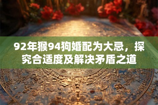 92年猴94狗婚配为大忌，探究合适度及解决矛盾之道