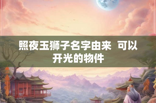 照夜玉狮子名字由来  可以开光的物件