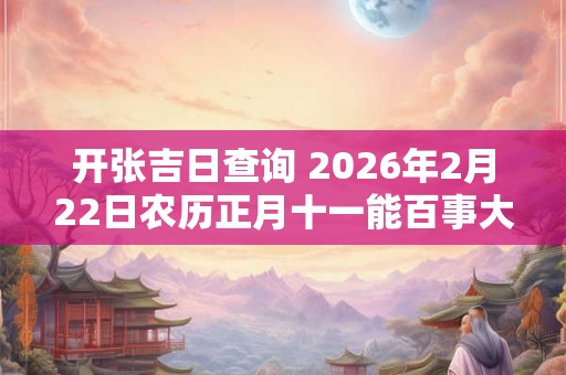 开张吉日查询 2026年2月22日农历正月十一能百事大吉吗