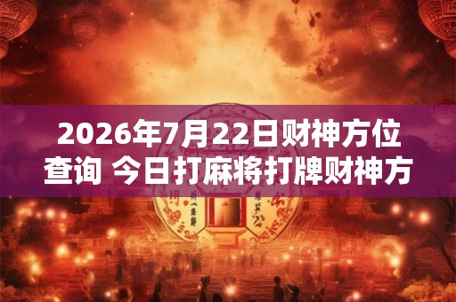 2026年7月22日财神方位查询 今日打麻将打牌财神方位