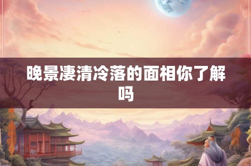 晚景凄清冷落的面相你了解吗