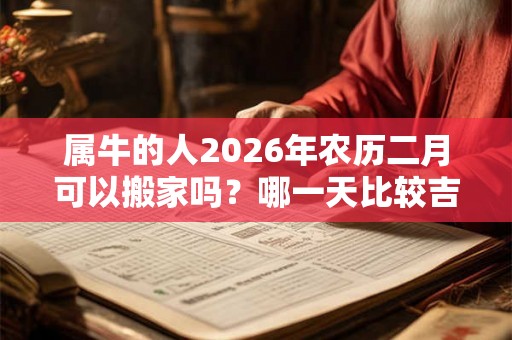 属牛的人2026年农历二月可以搬家吗？哪一天比较吉利？