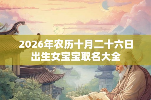 2026年农历十月二十六日出生女宝宝取名大全