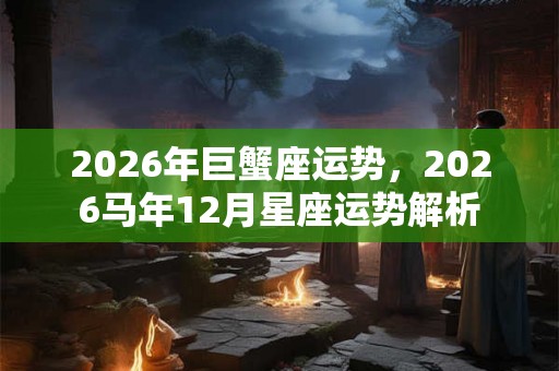 2026年巨蟹座运势,2026马年12月星座运势解析 2026年巨蟹座运势,2026马年12月星座运势解析