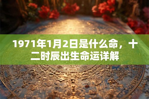 1971年1月2日是什么命，十二时辰出生命运详解