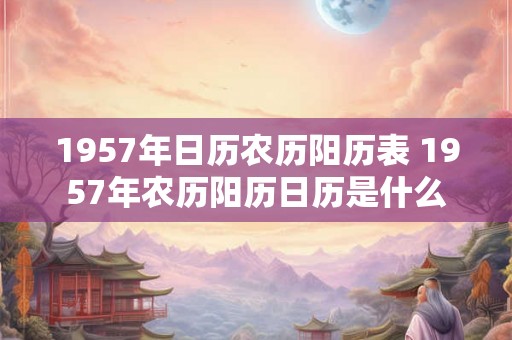 1957年日历农历阳历表 1957年农历阳历日历是什么