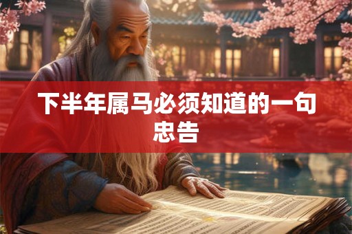 下半年属马必须知道的一句忠告