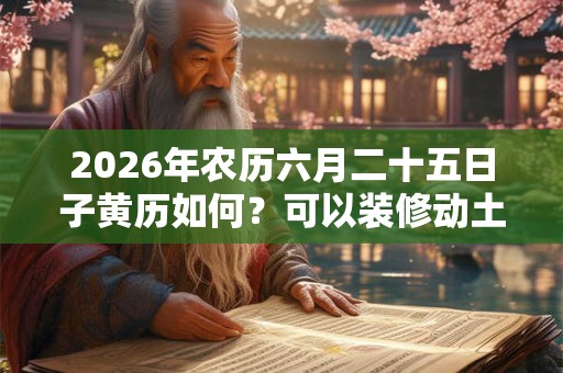2026年农历六月二十五日子黄历如何？可以装修动土吗？