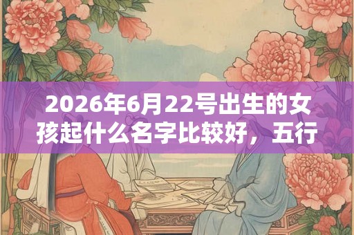 2026年6月22号出生的女孩起什么名字比较好，五行属什么