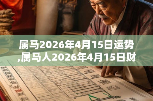 属马2026年4月15日运势,属马人2026年4月15日财运,生肖马2026年4月15日运势