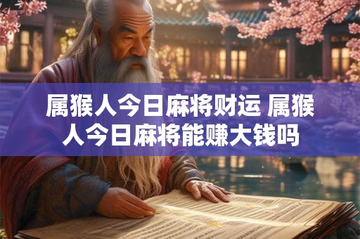 属猴人今日麻将财运 属猴人今日麻将能赚大钱吗