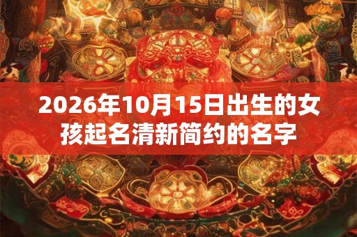 2026年10月15日出生的女孩起名清新简约的名字