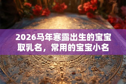 2026马年寒露出生的宝宝取乳名，常用的宝宝小名