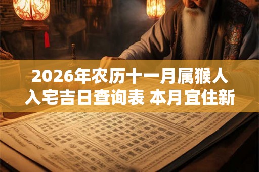 2026年农历十一月属猴人入宅吉日查询表 本月宜住新房好日子推荐