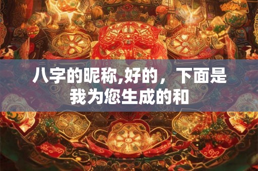 八字的昵称,好的，下面是我为您生成的和