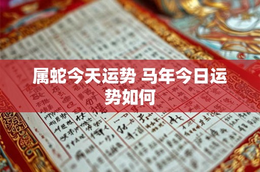 属蛇今天运势 马年今日运势如何