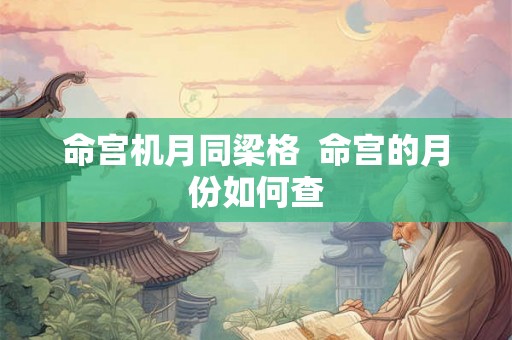 命宫机月同梁格  命宫的月份如何查