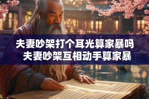 夫妻吵架打个耳光算家暴吗  夫妻吵架互相动手算家暴吗