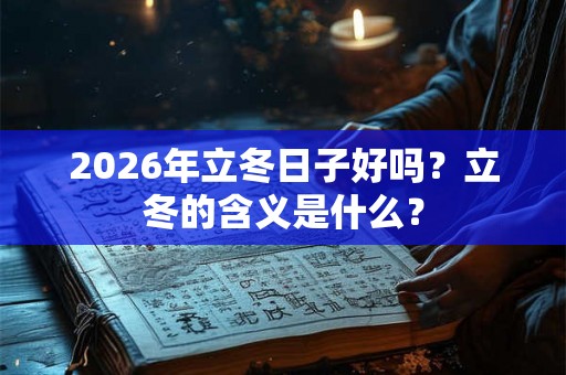2026年立冬日子好吗？立冬的含义是什么？