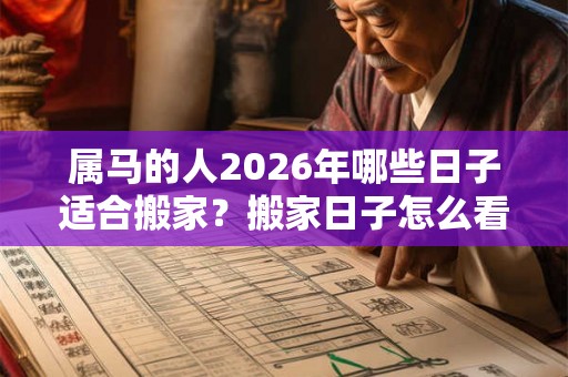 属马的人2026年哪些日子适合搬家？搬家日子怎么看？