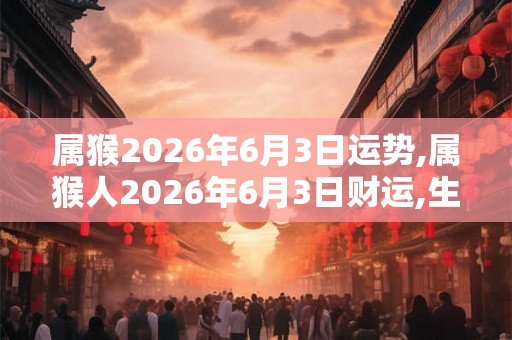 属猴2026年6月3日运势,属猴人2026年6月3日财运,生肖猴2026年6月3日运势