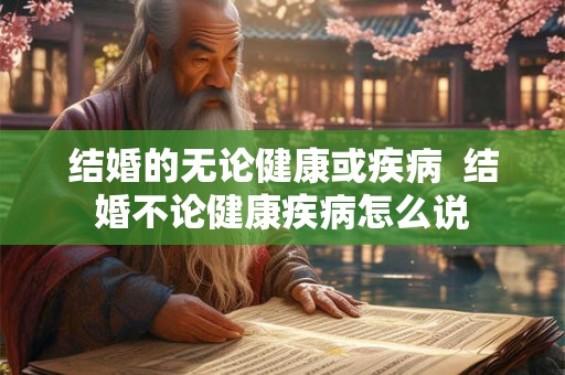 结婚的无论健康或疾病  结婚不论健康疾病怎么说