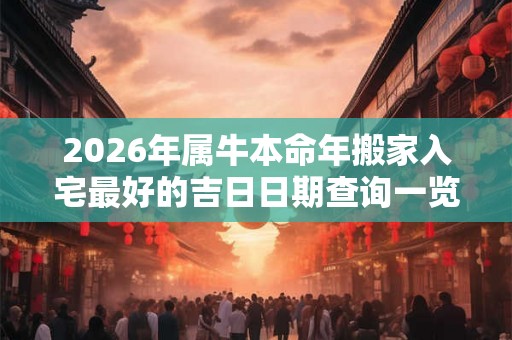 2026年属牛本命年搬家入宅最好的吉日日期查询一览