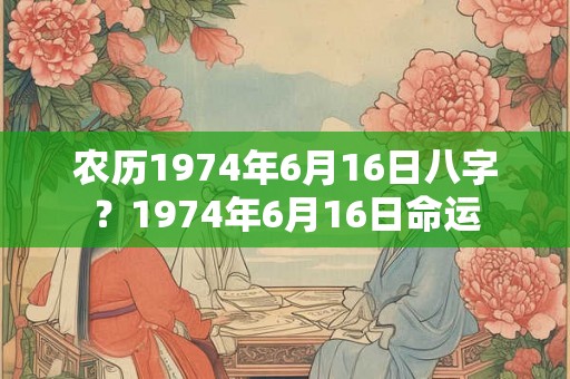 农历1974年6月16日八字？1974年6月16日命运