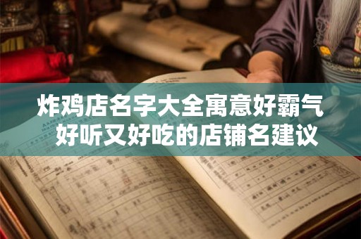 炸鸡店名字大全寓意好霸气  好听又好吃的店铺名建议