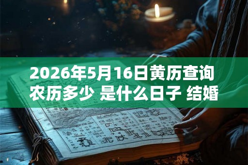 2026年5月16日黄历查询 农历多少 是什么日子 结婚吉时 2026年5月16日黄历查询 农历多少 是什么日子 结婚吉时