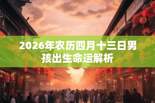 2026年农历四月十三日男孩出生命运解析