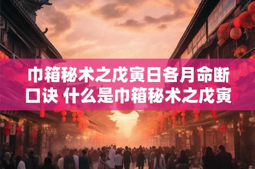 巾箱秘术之戊寅日各月命断口诀 什么是巾箱秘术之戊寅日各月命断口诀
