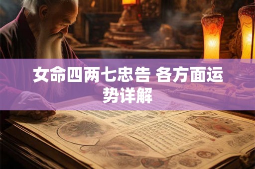 女命四两七忠告 各方面运势详解