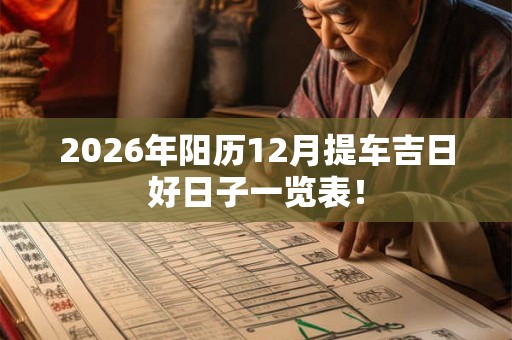 2026年阳历12月提车吉日好日子一览表！